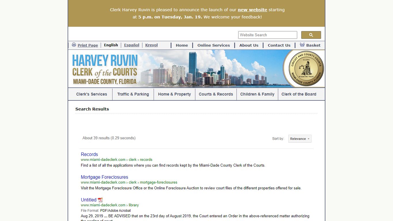 Search Results - Clerk of Courts - Miami-Dade County